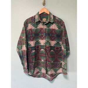 Cabela's Women's Green‎ Patterned Button Up Long Sleeve Shirt Top Size Large
